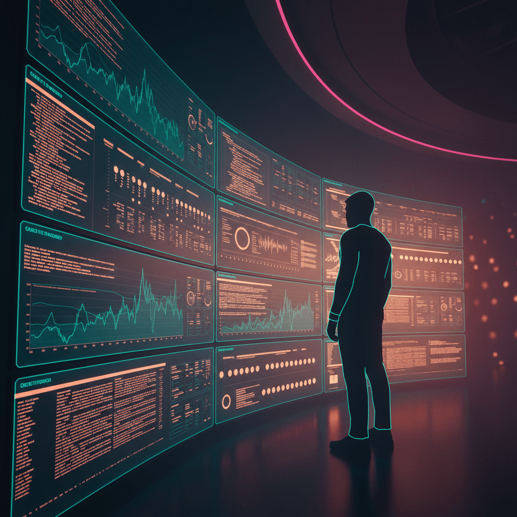 Abstract glowing neural network with translucent nodes and beams of vibrant light