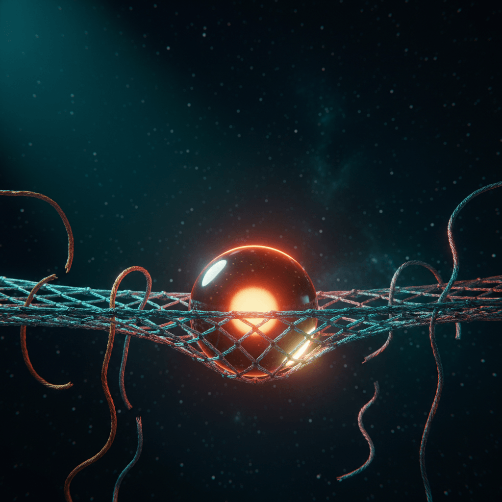 Editorial macro of a glowing chain of polished metal links in a vibrant colour gradient